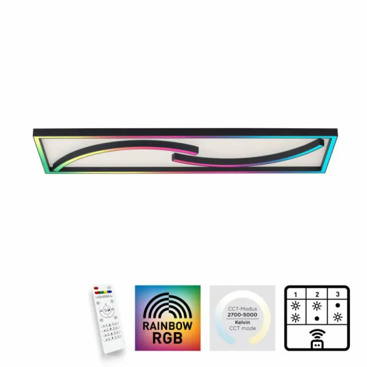 Luminaires Paul Neuhaus Éclairage Led|Plafonnier Paul Neuhaus SERPENT LED Noir, 1 lumière, Télécommandes, Changeur de couleurs
