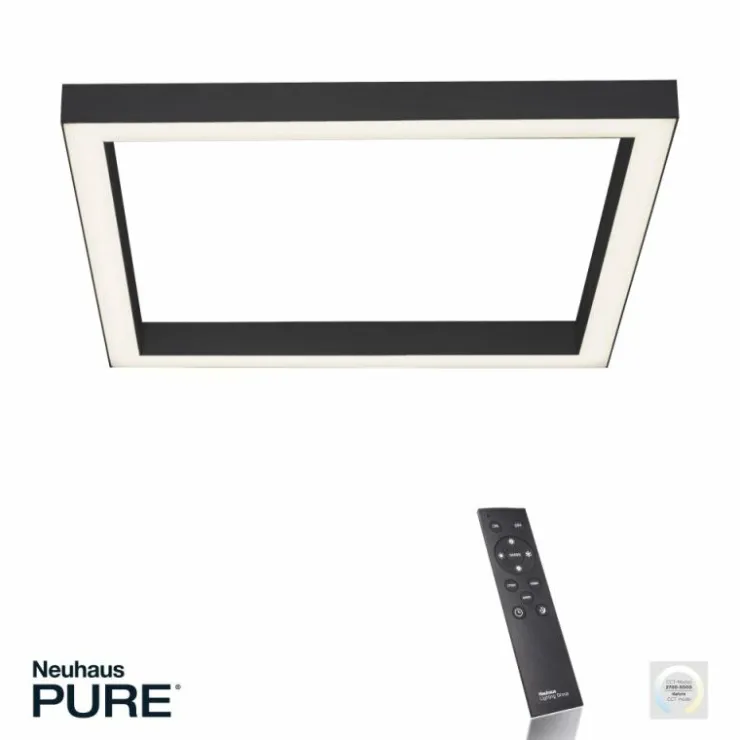 Luminaires Paul Neuhaus Éclairage Led|Plafonnier Paul-Neuhaus PURE-LINES LED Anthracite, 1 lumière, Télécommandes