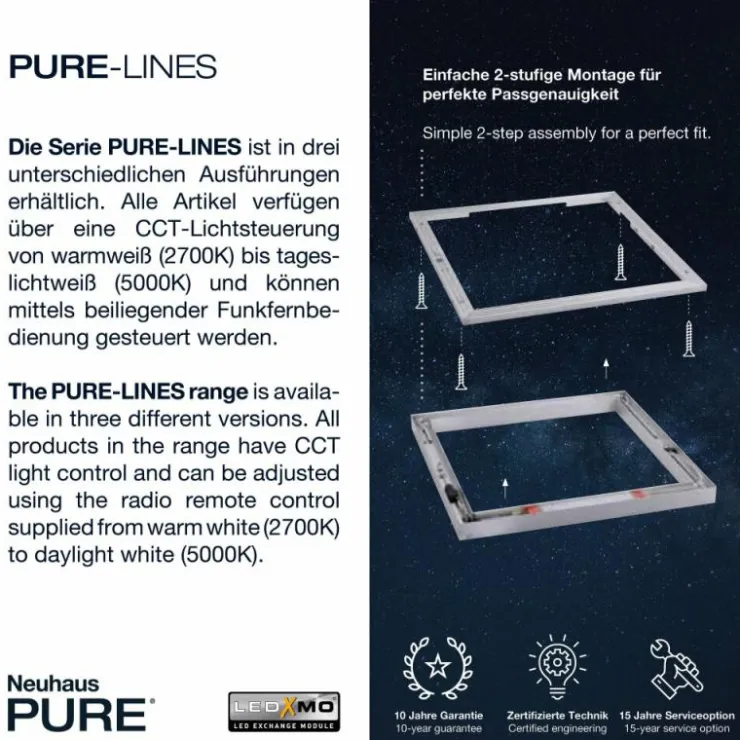 Luminaires Paul Neuhaus Éclairage Led|Plafonnier Paul-Neuhaus PURE-LINES LED Anthracite, 1 lumière, Télécommandes