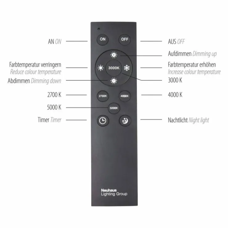Luminaires Paul Neuhaus Éclairage Led|Plafonnier Paul-Neuhaus PURE-LINES LED Anthracite, 1 lumière, Télécommandes