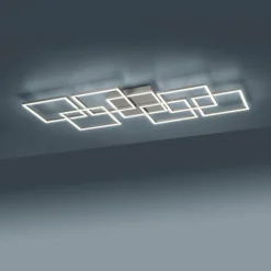 Plafonnier Paul-Neuhaus Q-INIGO LED Acier brossé, 7 lumières, Télécommandes
