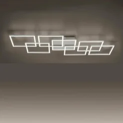 Plafonnier Paul-Neuhaus Q-INIGO LED Acier brossé, 7 lumières, Télécommandes
