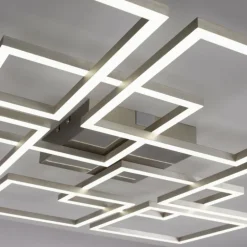 Plafonnier Paul-Neuhaus Q-INIGO LED Acier brossé, 7 lumières, Télécommandes