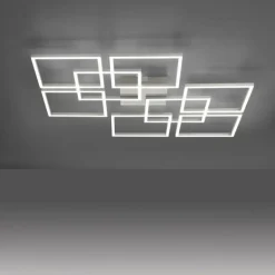 Plafonnier Paul-Neuhaus Q-INIGO LED Acier brossé, 7 lumières, Télécommandes