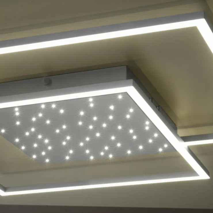 Luminaires Paul Neuhaus Éclairage Led|Plafonnier Paul-Neuhaus YUKI LED Acier brossé, 3 lumières, Télécommandes