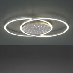 Luminaires Paul Neuhaus Éclairage Led|Plafonnier Paul-Neuhaus YUKI LED Acier brossé, 3 lumières, Télécommandes