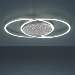Luminaires Paul Neuhaus Éclairage Led|Plafonnier Paul-Neuhaus YUKI LED Acier brossé, 3 lumières, Télécommandes