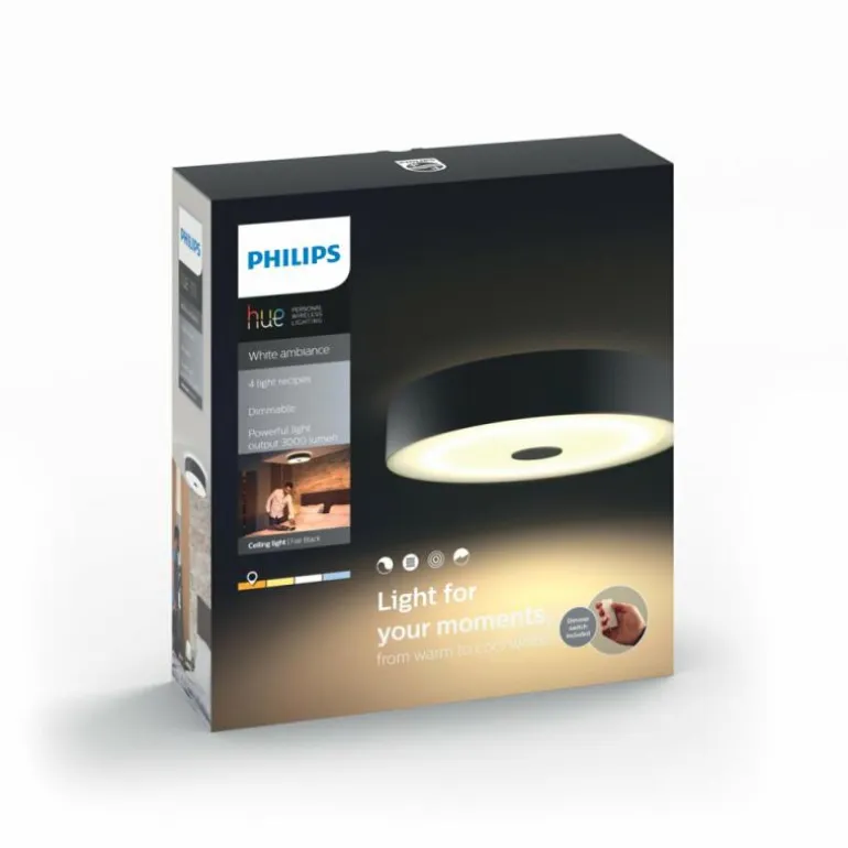 Plafonnier Philips Hue Ambiance White Fair LED Noir, 1 lumière, Télécommandes