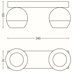 Plafonnier Philips Hue Buckram LED Noir, 2 lumières, Télécommandes