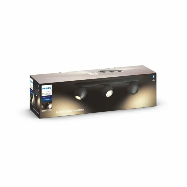 Plafonnier Philips Hue Buckram LED Noir, 3 lumières, Télécommandes