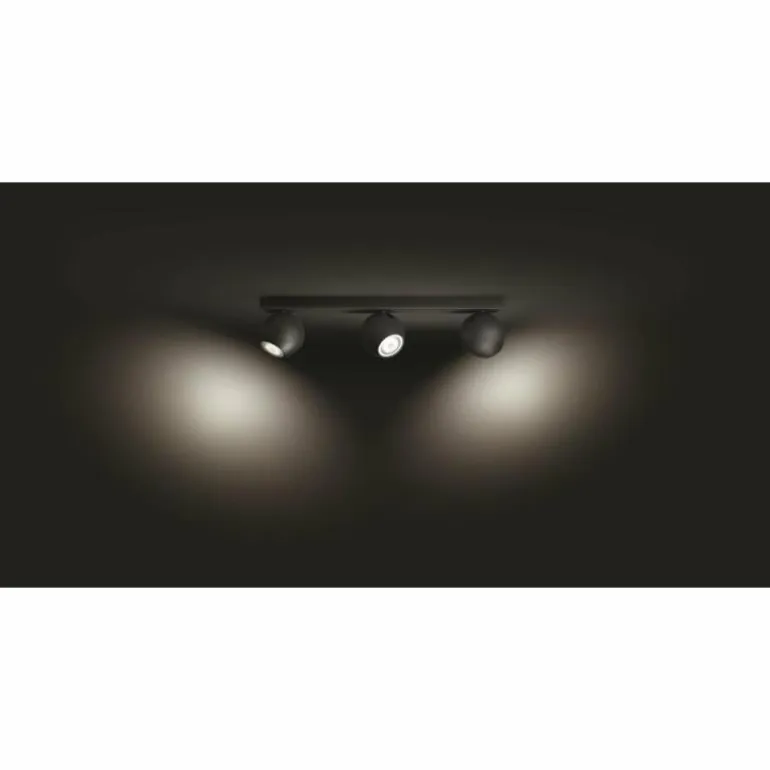 Plafonnier Philips Hue Buckram LED Noir, 3 lumières, Télécommandes