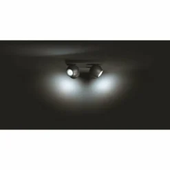 Plafonnier Philips Hue Buckram LED Noir, 4 lumières, Télécommandes