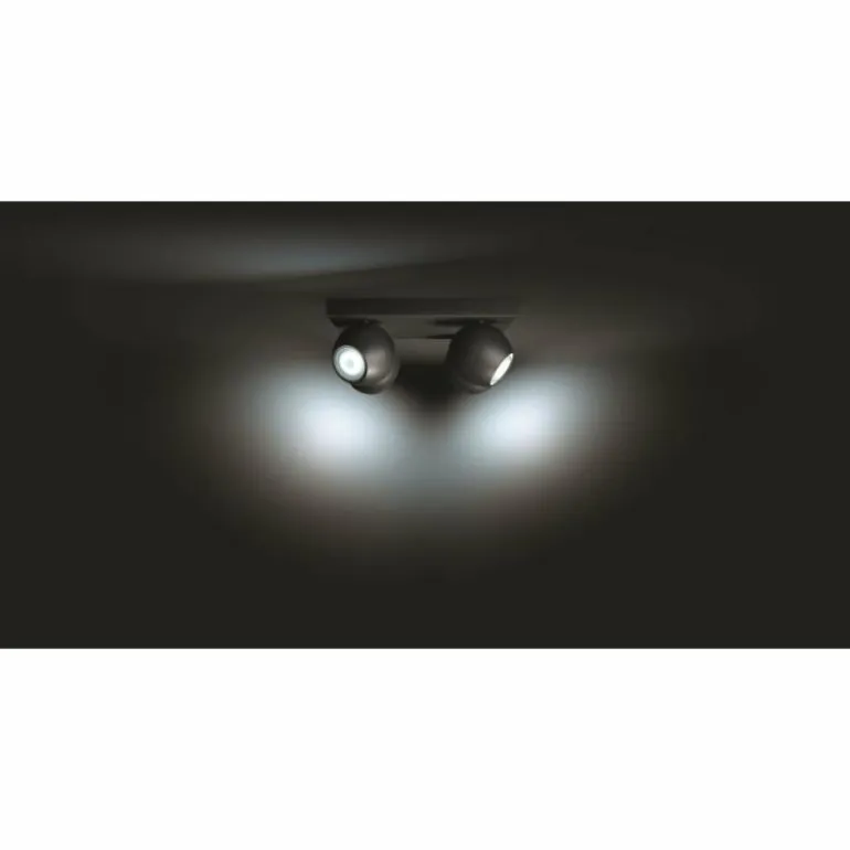 Plafonnier Philips Hue Buckram LED Noir, 4 lumières, Télécommandes