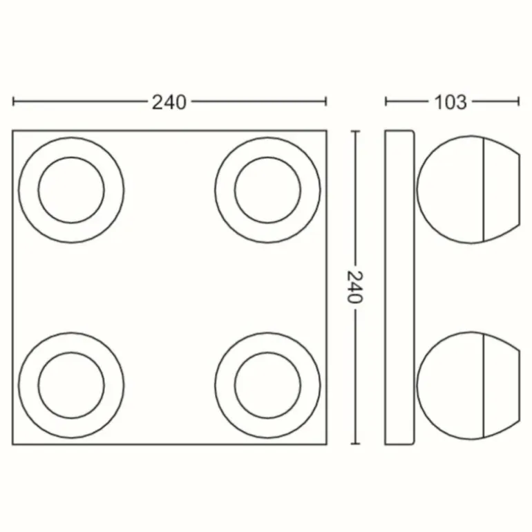 Plafonnier Philips Hue Buckram LED Noir, 4 lumières, Télécommandes