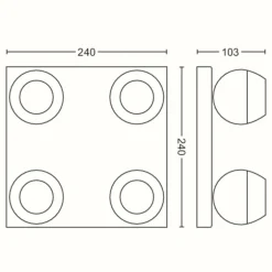Plafonnier Philips Hue Buckram LED Blanc, 4 lumières, Télécommandes
