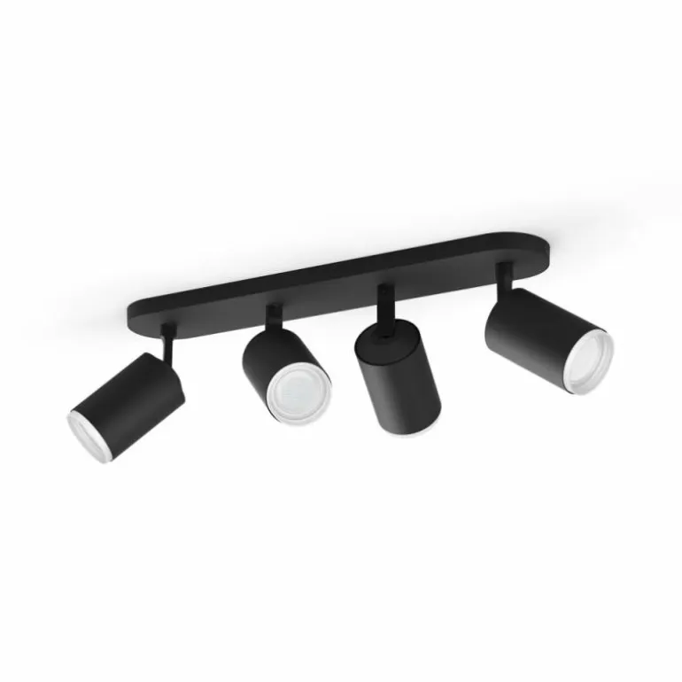 Plafonnier Philips Hue Fugato LED Noir, 4 lumières, Changeur de couleurs