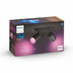Plafonnier Philips Hue Fugato LED Noir, 2 lumières, Changeur de couleurs