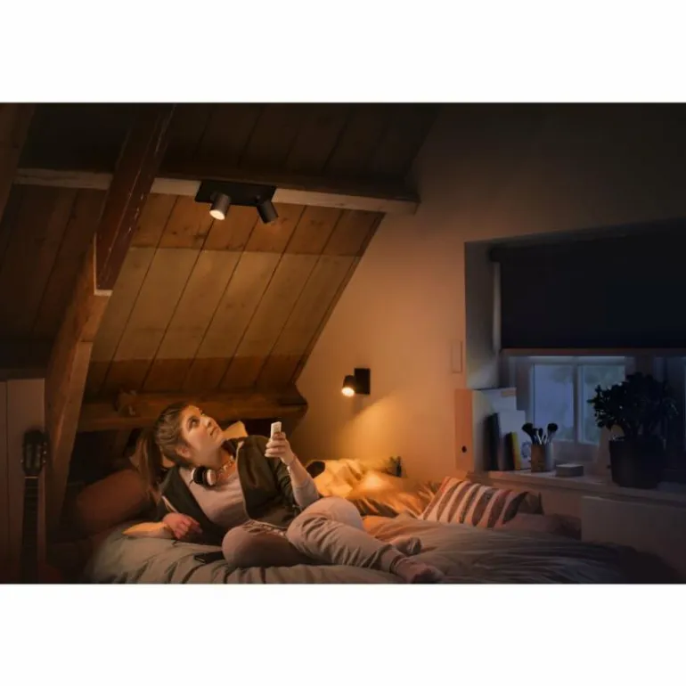 Plafonnier Philips Hue Runner LED Noir, 2 lumières, Télécommandes