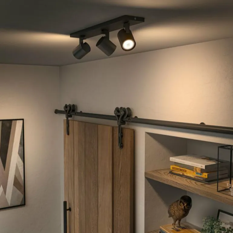 Plafonnier Philips Hue Runner LED Noir, 3 lumières, Télécommandes
