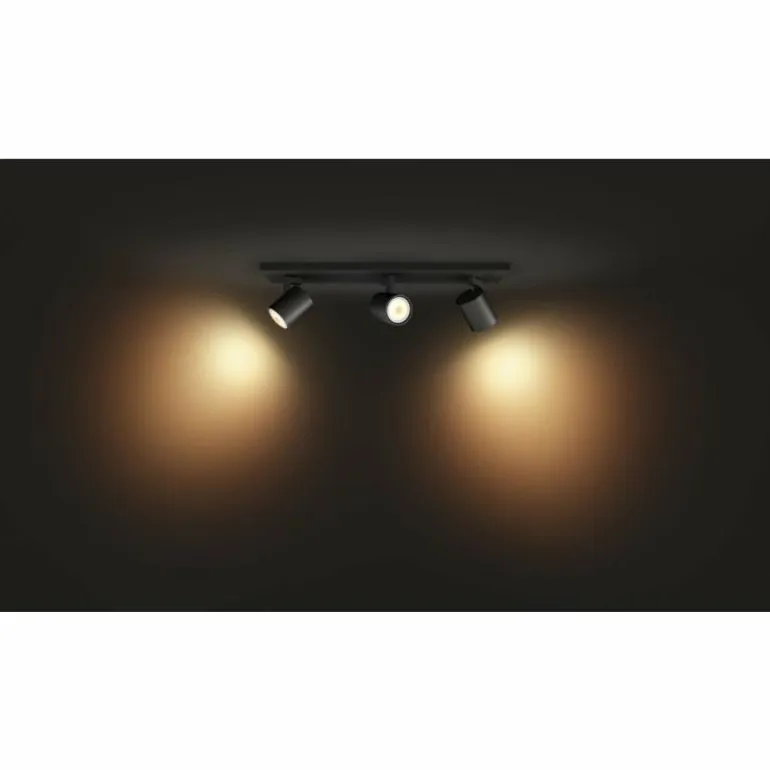 Plafonnier Philips Hue Runner LED Noir, 3 lumières, Télécommandes