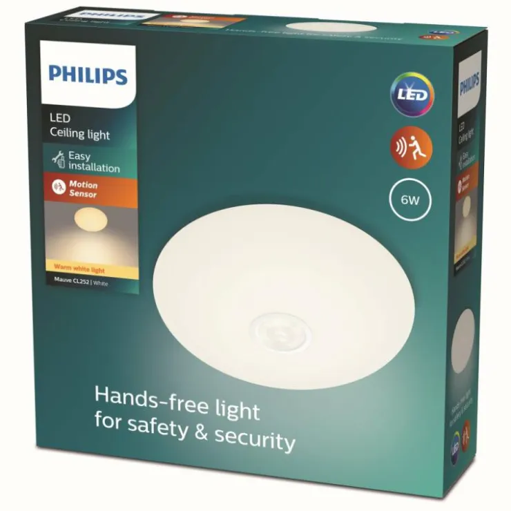 Luminaires Philips Éclairage Led|Plafonnier Philips Mauve LED Blanc, 1 lumière, Détecteur de mouvement