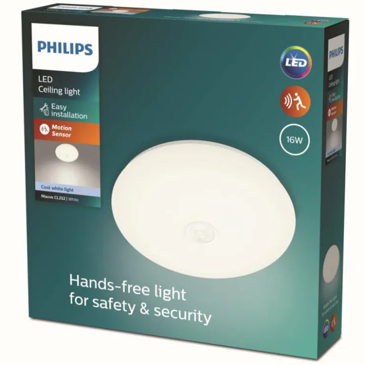 Luminaires Philips Éclairage Led|Plafonnier Philips Mauve LED Blanc, 1 lumière, Détecteur de mouvement