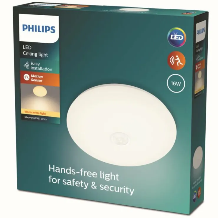 Luminaires Philips Éclairage Led|Plafonnier Philips Mauve LED Blanc, 1 lumière, Détecteur de mouvement