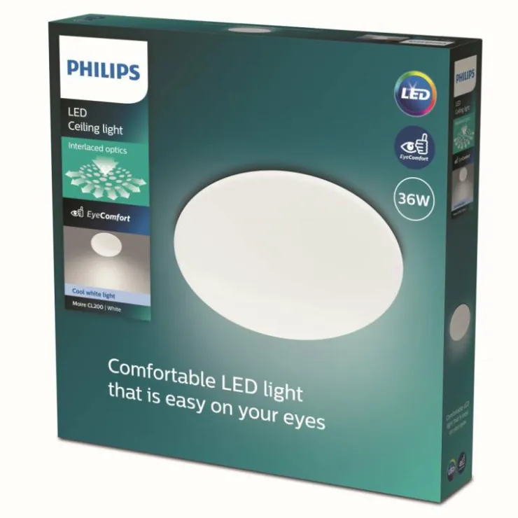 Luminaires Philips Éclairage Led|Plafonnier Philips Moire LED Blanc, 1 lumière
