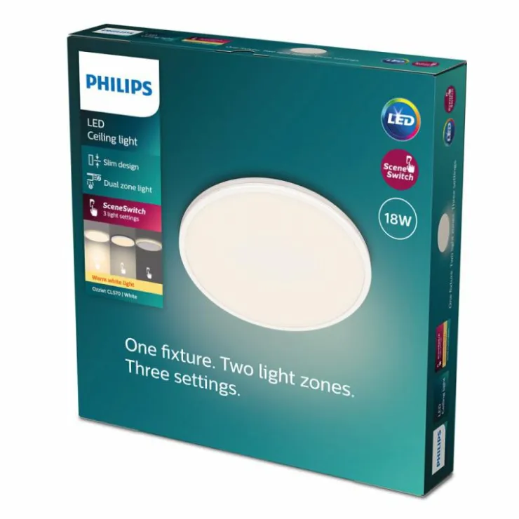 Luminaires Philips Éclairage Led|Plafonnier Philips Ozziet LED Blanc, 1 lumière