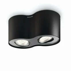 Luminaires Philips Spots Et Projecteurs|Plafonnier Philips Phase LED Noir, 2 lumières