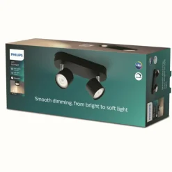 Luminaires Philips Éclairage Led|Plafonnier Philips Star LED Noir, 2 lumières
