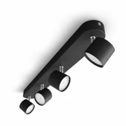 Luminaires Philips Éclairage Led|Plafonnier Philips Star LED Noir, 4 lumières