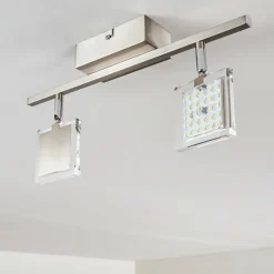hofstein Spots Et Projecteurs|Plafonnier Piney LED Nickel mat, 2 lumières