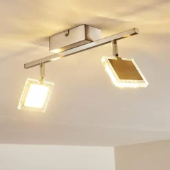 hofstein Spots Et Projecteurs|Plafonnier Piney LED Nickel mat, 2 lumières