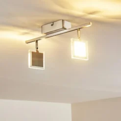 hofstein Spots Et Projecteurs|Plafonnier Piney LED Nickel mat, 2 lumières