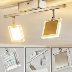 hofstein Spots Et Projecteurs|Plafonnier Piney LED Nickel mat, 2 lumières