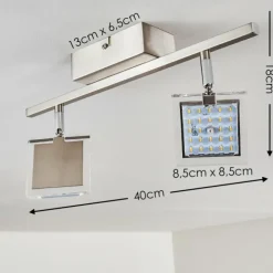 hofstein Spots Et Projecteurs|Plafonnier Piney LED Nickel mat, 2 lumières