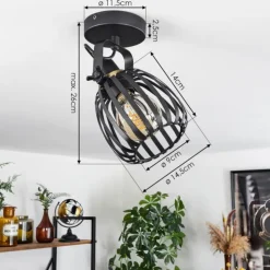 hofstein Spots Et Projecteurs|Plafonnier Pocho Laiton, Noir, 1 lumière