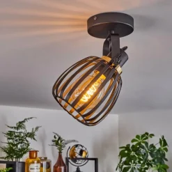 hofstein Spots Et Projecteurs|Plafonnier Pocho Laiton, Noir, 1 lumière