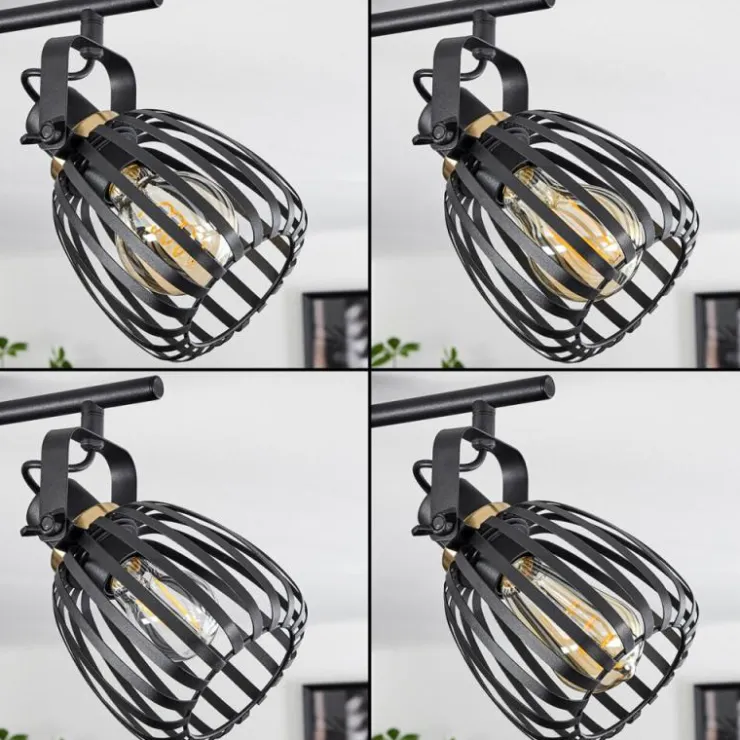 hofstein Spots Et Projecteurs|Plafonnier Pocho Laiton, Noir, 2 lumières