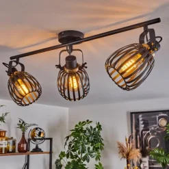 hofstein Spots Et Projecteurs|Plafonnier Pocho Laiton, Noir, 3 lumières