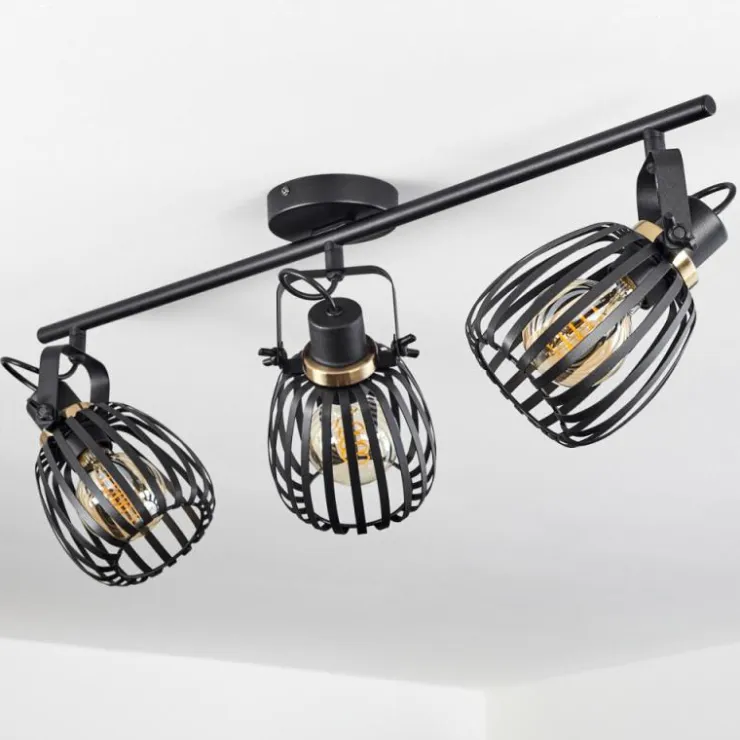 hofstein Spots Et Projecteurs|Plafonnier Pocho Laiton, Noir, 3 lumières