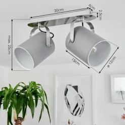 hofstein Spots Et Projecteurs|Plafonnier Puelches Nickel mat, 2 lumières