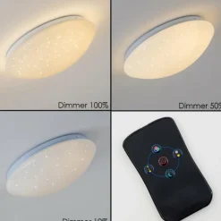 hofstein Éclairage Led|Plafonnier Quebec LED Blanc, 1 lumière, Télécommandes, Changeur de couleurs