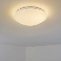 hofstein Éclairage Led|Plafonnier Quebec LED Blanc, 1 lumière, Télécommandes, Changeur de couleurs