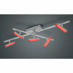 Luminaires Reality Éclairage Led|Plafonnier Reality Bondy LED Nickel mat, 5 lumières, Télécommandes, Changeur de couleurs