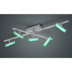 Luminaires Reality Éclairage Led|Plafonnier Reality Bondy LED Nickel mat, 5 lumières, Télécommandes, Changeur de couleurs