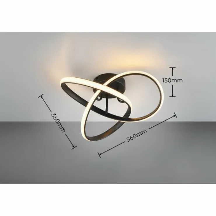 Luminaires Reality Éclairage Led|Plafonnier Reality MEO LED Noir, 1 lumière