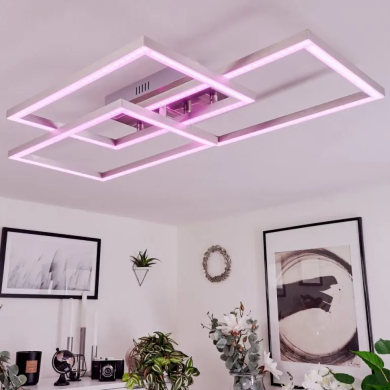 Plafonnier Relous LED Acier inoxydable, 3 lumières, Télécommandes, Changeur de couleurs