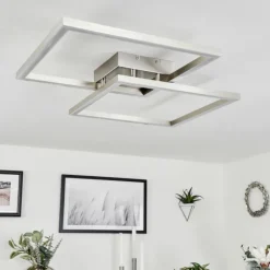 Plafonnier Relous LED Acier inoxydable, 2 lumières, Télécommandes, Changeur de couleurs